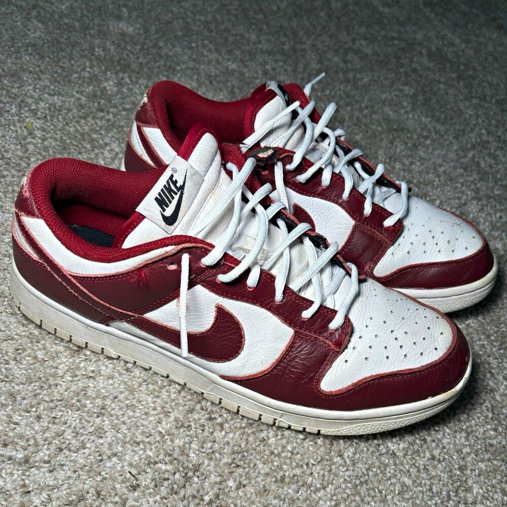 Nike Men’s Low Top Leather Lace-Up Sneakers Red/White Colorblock FN0509-600